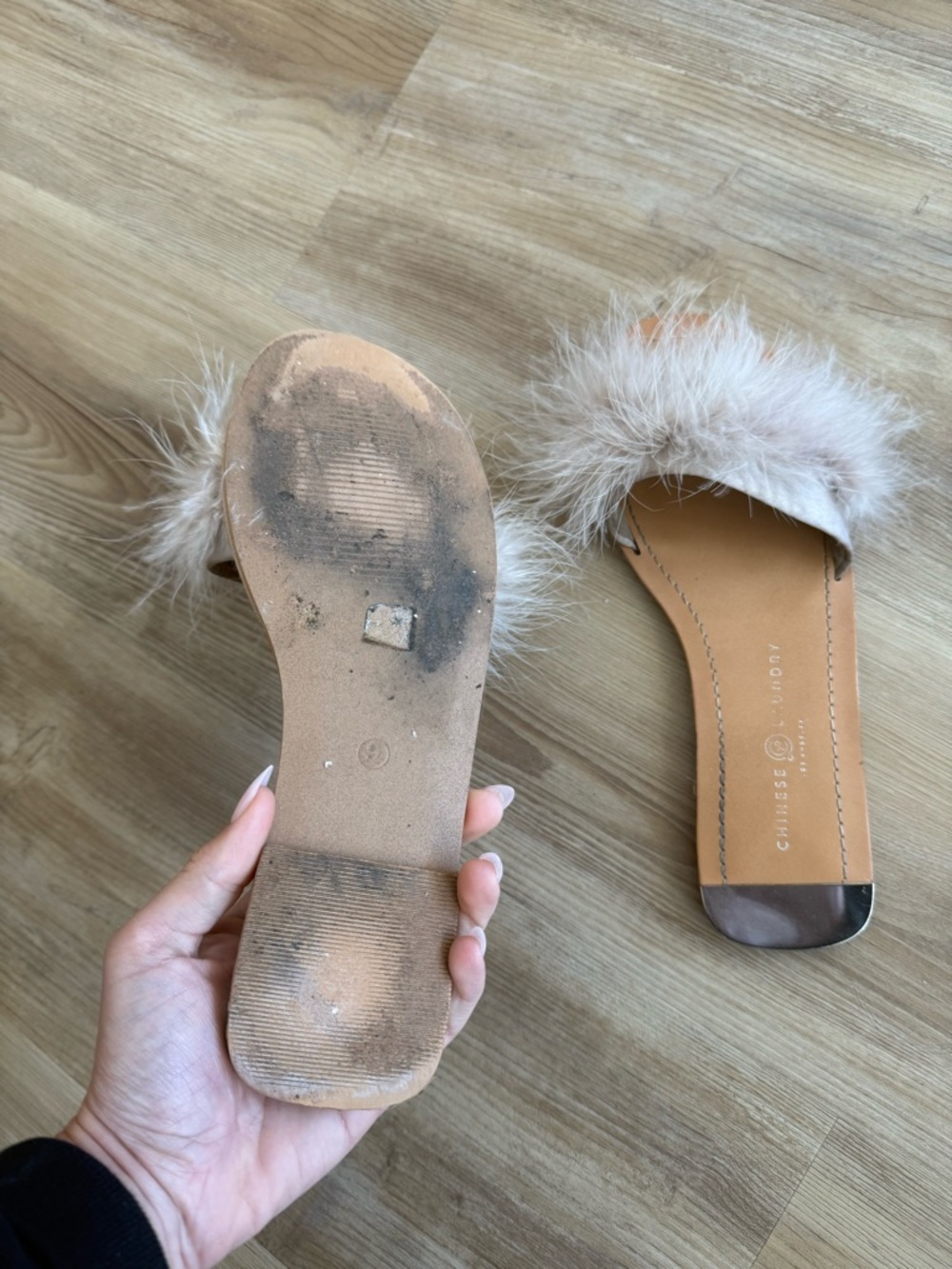 Feather Slide Sandals - Picture 2 of 3
